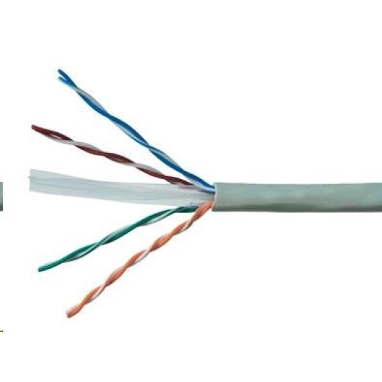 BAZAR - UTP kabel PlanetElite, Cat6, drát, PVC, Dca, šedý, 305m - POŠPOZENÝ OBAL