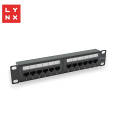 BAZAR - LYNX 10" patch panel 12-port, UTP Cat6, 50µ, nestíněný, černý - POŠKOZENÝ OBAL BAZAR - LYNX 10" patch panel 12-port, UTP Cat6, 50µ, nestíněný, černý - POŠKOZENÝ OBAL