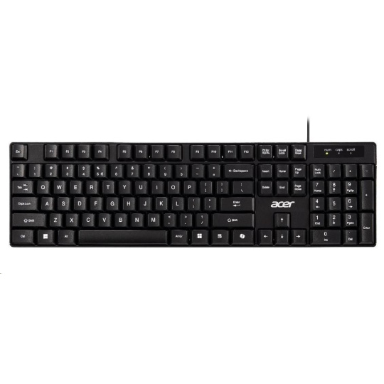 ACER drátová klávesnice AKW100,USB 2.0,5 mil. úhozů,voděodolná,Black