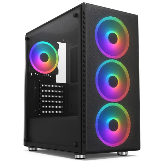 1stCOOL skříň Rainbow 4, Mid Tower, ATX, AU, Průhledná bočnice, 4x 120mm Fan, 650W, 88+, Černá 1stCOOL skříň Rainbow 4, Mid Tower, ATX, AU, Průhledná bočnice, 4x 120mm Fan, 650W, 88+, Černá