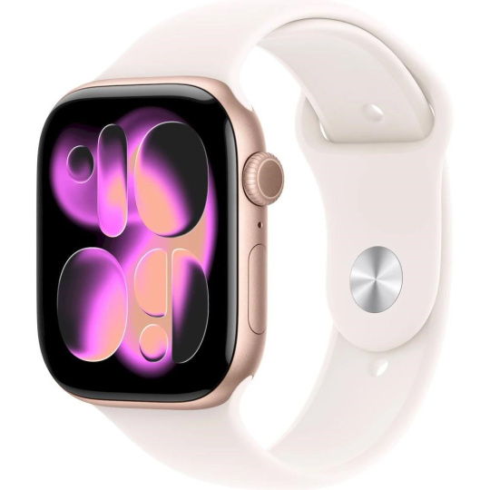 Apple Watch Series 11 GPS + Cellular 46mm Rose Gold Aluminium Case with Light Blush Sport Band - S/M