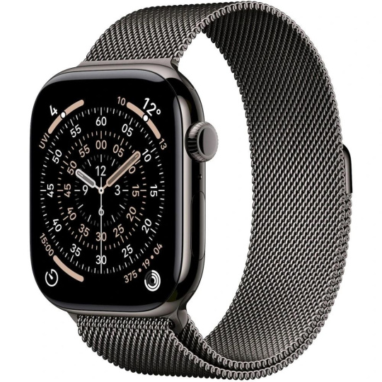 Apple Watch Series 11 GPS + Cellular 46mm Slate Titanium Case with Slate Milanese Loop - S/M