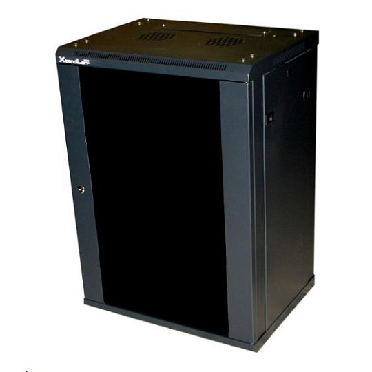 BAZAR - XtendLan 19" nástěnný rozvaděč 12U, šířka 600mm, hloubka 450mm, rozložený, černý - poškozený obal BAZAR - XtendLan 19" nástěnný rozvaděč 12U, šířka 600mm, hloubka 450mm, rozložený, černý - poškozený obal