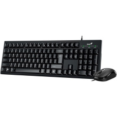 BAZAR - GENIUS set klávesnice+myš KM-100SE/ Drátový set/ Copilot/ USB/ černá/ CZ+SK layout, poškozený obal