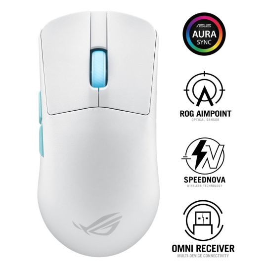 BAZAR ASUS myš ROG Harpe Ace Aim Lab Edition, Bluetooth, bílá (ROZBALENO, PLNÁ ZÁRUKA)