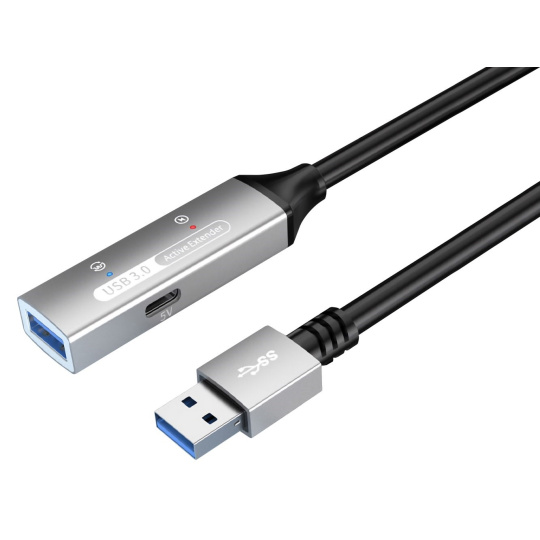 PremiumCord USB 3.2. repeater a prodlužovací kabel Male-Female, 5Gbps Aluminium 10m