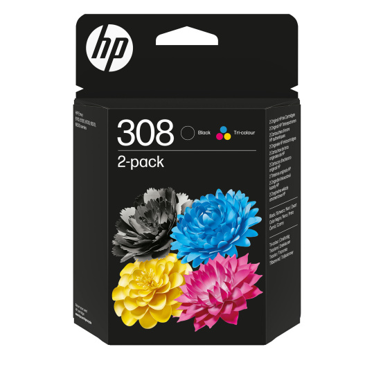 HP 308 2-Pack Tri-color/Black Original Ink Cartridge (120 / 160 pages) HP 308 2-Pack Tri-color/Black Original Ink Cartridge (120 / 160 pages)