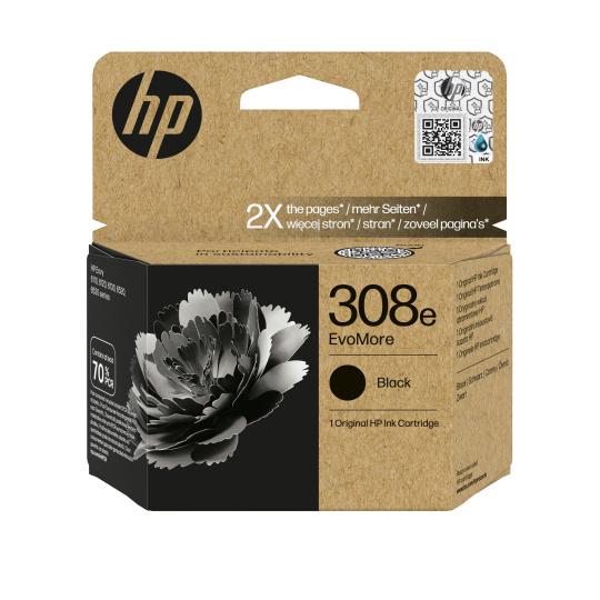 HP 308e EvoMore Black Original Ink Cartridge (320 pages)