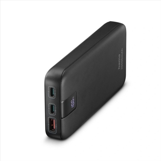 Hama PD 20 powerbanka, 20000 mAh, PD, Qualcomm, 3 výstupy: 2x USB-C, 1x USB-A, LED displej,