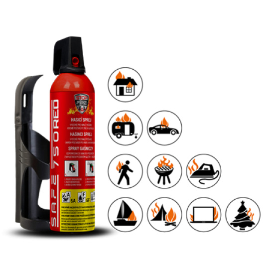 Safe SET Hasicí sprej  750 RED + držák  75C