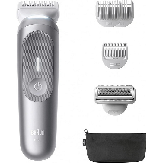 Braun BG7550 tělový zastřihovač, 4 nástavce, 100% omyvatelný, technologie SmoothShave, výdrž 100 min, nerezové čepele
