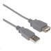 PREMIUMCORD Kabel USB 2.0 A-A 5m, prodlužovací (M/F) šedý