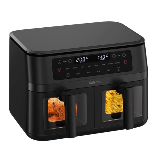 Salente DoubleAir, duální horkovzdušná fritéza, 11 l, černá Salente DoubleAir, duální horkovzdušná fritéza, 11 l, černá