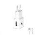 WG - Síťová nabíječka 1x USB-A, Quick Charge 3.0, 5V-9V-12V + kabel USB-A na Micro USB, white