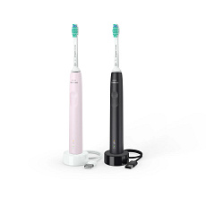 Philips HX3675/15 Sonicare elektrický zubní kartáček, sonický, časovač, tlakový senzor, 2 kusy, růžová a černá