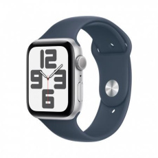 APPLE Watch SE GPS 44mm Silver Aluminium Case with Storm Blue Sport Band - M/L