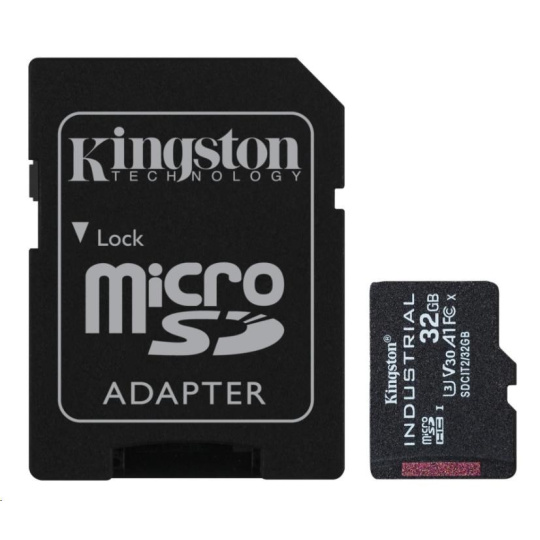 Kingston MicroSDHC karta 32GB Industrial C10 A1 pSLC Card + SD Adapter