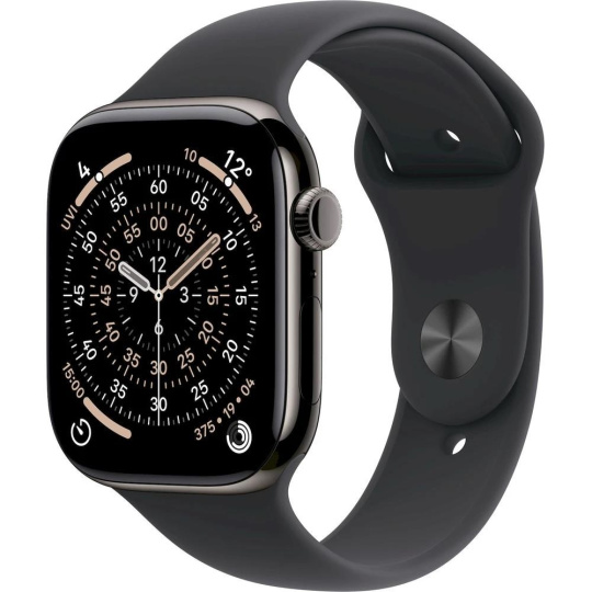 Apple Watch Series 11 GPS + Cellular 46mm Slate Titanium Case with Black Sport Band - M/L Apple Watch Series 11 GPS + Cellular 46mm Slate Titanium Case with Black Sport Band - M/L