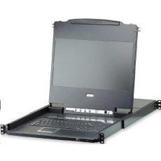 ATEN 8-port KVM USB, DVI, OSD,Single Rail rack, 17.3" FHD LCD, touchpad, klávesnice