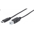 MANHATTAN Kabel USB 2.0 B - USB 3.1 C, (M/M), černý