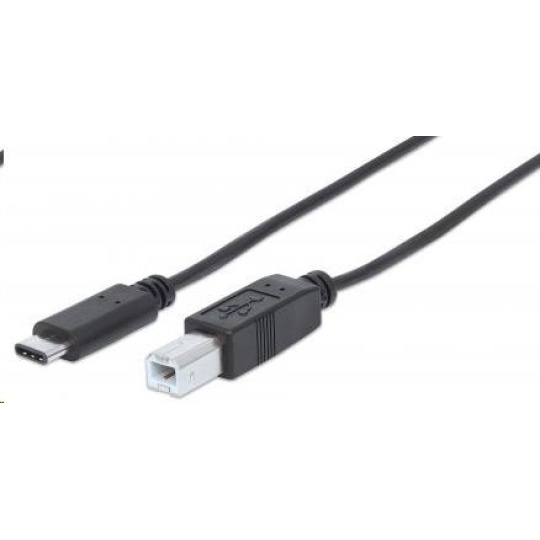 MANHATTAN Kabel USB 2.0 B - USB 3.1 C, (M/M), černý