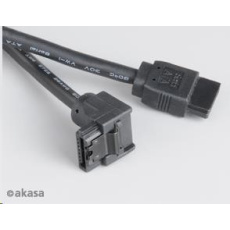 AKASA kabel  SATA3 datový kabel k HDD,SSD a optickým mechanikám, zahnutý konektor, černý, 1m