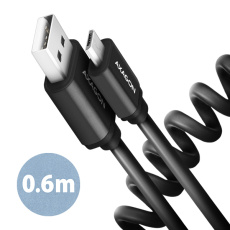 AXAGON BUMM-AM10TB, TWISTER kabel Micro USB USB-A, 0.6m, USB 2.0, 2.4A, ALU, tpe, černý AXAGON BUMM-AM10TB, TWISTER kabel Micro USB USB-A, 0.6m, USB 2.0, 2.4A, ALU, tpe, černý