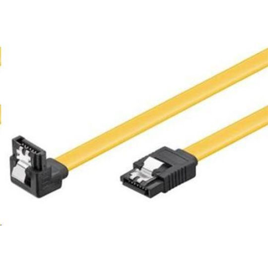 PREMIUMCORD 0,3m SATA 3.0 datový kabel 1.5GBs / 3GBs / 6GBs, kov.západka, 90°