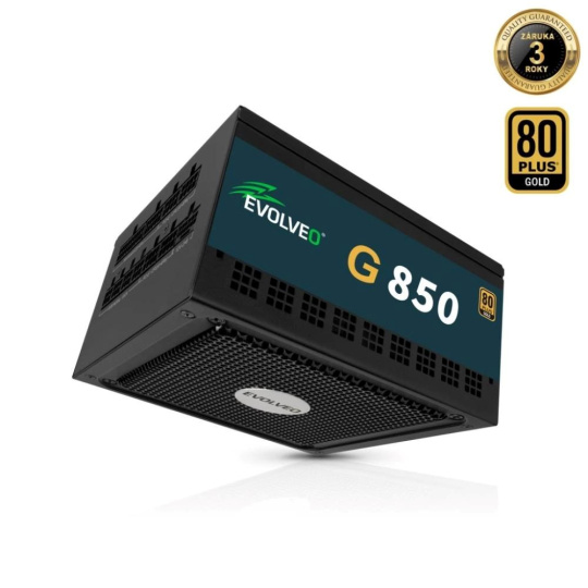 EVOLVEO G850 zdroj 850W, 80+ GOLD, ATX 3.1, aPFC, 140 mm ventilátor EVOLVEO G850 zdroj 850W, 80+ GOLD, ATX 3.1, aPFC, 140 mm ventilátor