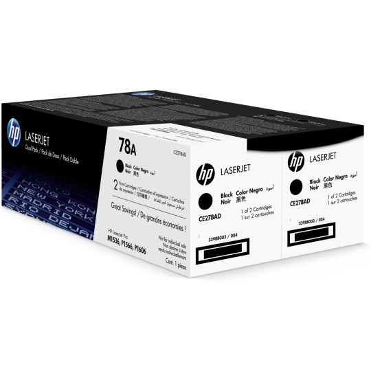 HP 78A Black 2-pack LJ Toner Cart, CE278AD (2,100 / 2,100 pages)