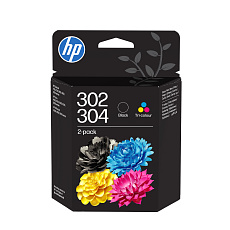 HP 302/304 Tri-color/Black Ink Cartridge 2-Pk