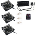 EUROCASE ventilátor RGB 120mm (Turbine blade, FullControl Led), set 3ks + controller