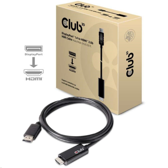 Club3D Adaptér aktivní DisplayPort 1.4 na HDMI 2.0b (M/M), 2m