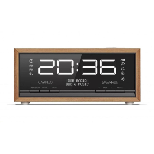 CARNEO C100, rádio DAB+, FM, BT, budík, OLED, wood