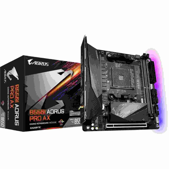 GIGABYTE MB Sc AM4 B550 I AORUS PRO AX, AMD B550, 2xDDR4, 1xDP, 2xHDMI, WI-FI, mITX