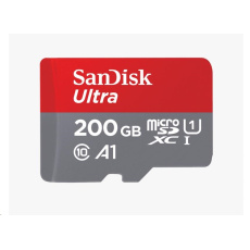 SanDisk MicroSDXC karta 200GB Ultra (120 MB/s, A1 Class 10 UHS-I, Android) + adaptér