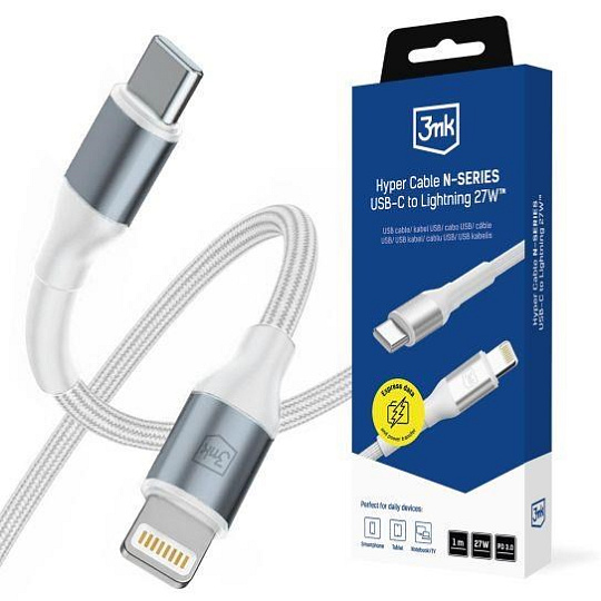 3mk Hyper Cable N-SERIES C to Lightning 1m PD 3.0 9V/3A 27W White 3mk Hyper Cable N-SERIES C to Lightning 1m PD 3.0 9V/3A 27W White