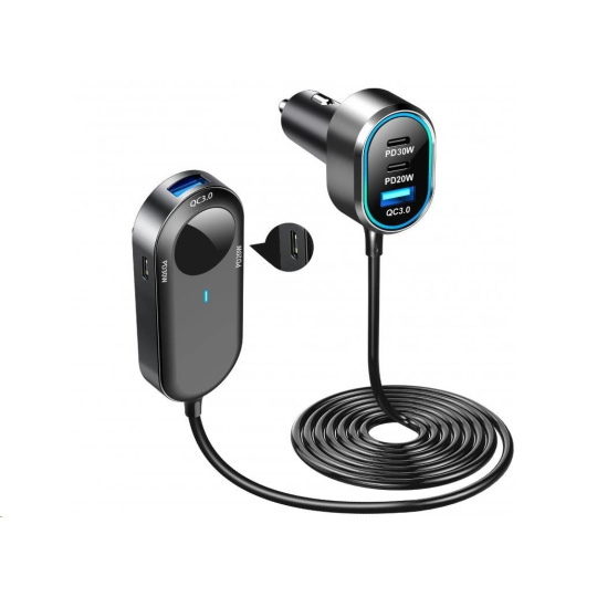 WG - Autonabíječka rozbočovač / 100W / 6 USB ports / 2x USB-A + 4x USB-C / s prodloužením WG - Autonabíječka rozbočovač / 100W / 6 USB ports / 2x USB-A + 4x USB-C / s prodloužením