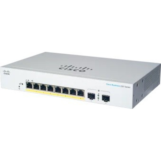 Cisco switch CBS220-8P-E-2G (8xGbE,2xSFP,8xPoE+,65W,fanless)