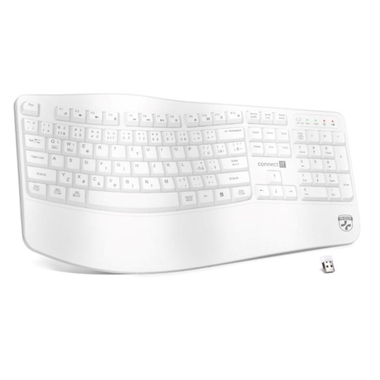CONNECT IT FOR HEALTH Ergonomická klávesnice ErgoOffice, Bezdrátová, CZ+SK, bílá