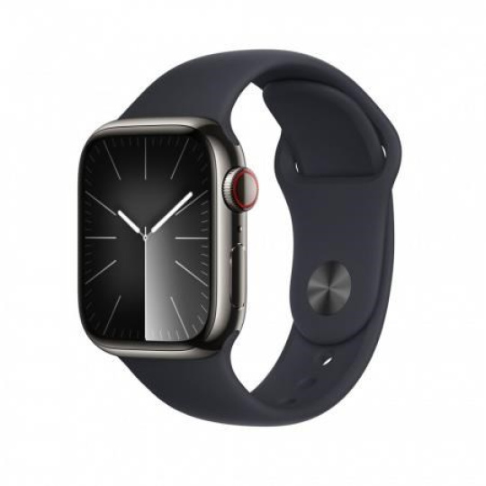 APPLE Watch Series 9 GPS + Cellular 45mm Graphite Stainless Steel Case with Midnight Sport Band - S/M