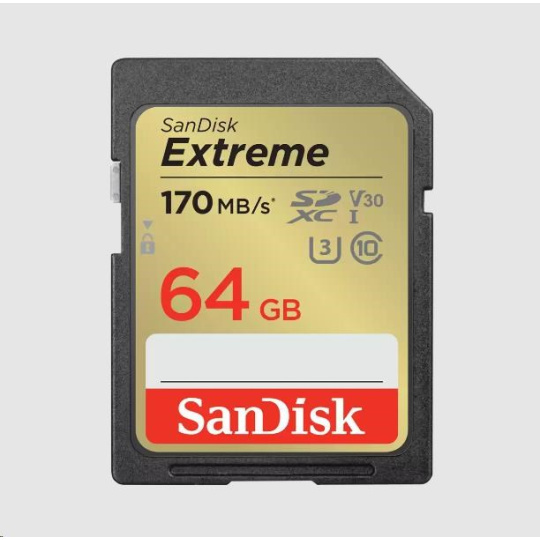 SanDisk SDXC karta 64GB Extreme (170 MB/s Class 10, UHS-I U3 V30)