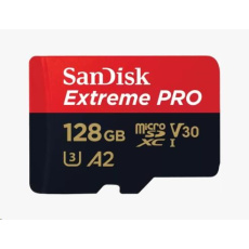 SanDisk micro SDXC karta 128GB Extreme PRO (200 MB/s Class 10, UHS-I U3 V30) + adaptér