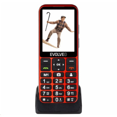 EVOLVEO EasyPhone LT, mobilní telefon pro seniory s nabíjecím stojánkem, červená