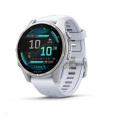 Garmin fenix® 8 – 43 mm, AMOLED, Silver / Whitestone se silikonovým řemínkem.