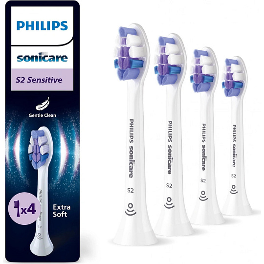 Philips HX6054/87 Sonicare Sensitive S2 4 ks, náhradní hlavice, standardní hlavice, nasazovací, bílá Philips HX6054/87 Sonicare Sensitive S2 4 ks, náhradní hlavice, standardní hlavice, nasazovací, bílá