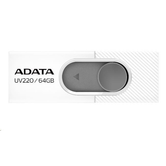 ADATA Flash Disk 64GB UV220, USB 2.0 Dash Drive, bílá/šedá