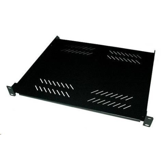 BAZAR - XtendLan 19" police s perforací 1U/400mm, nosnost 25kg, černá - poškozeno, prohnuté