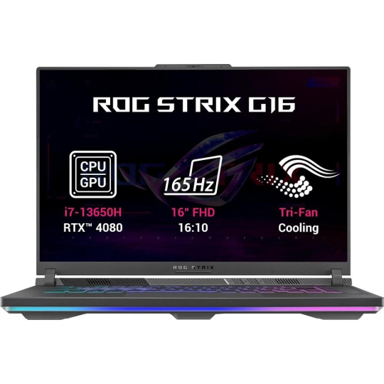ASUS NTB ROG Strix G16 (G614JZ-N3001W), i7-13650HX , 16" 1920 x 1200, 16GB, 512GB SSD, RTX4080, W11H, Gray