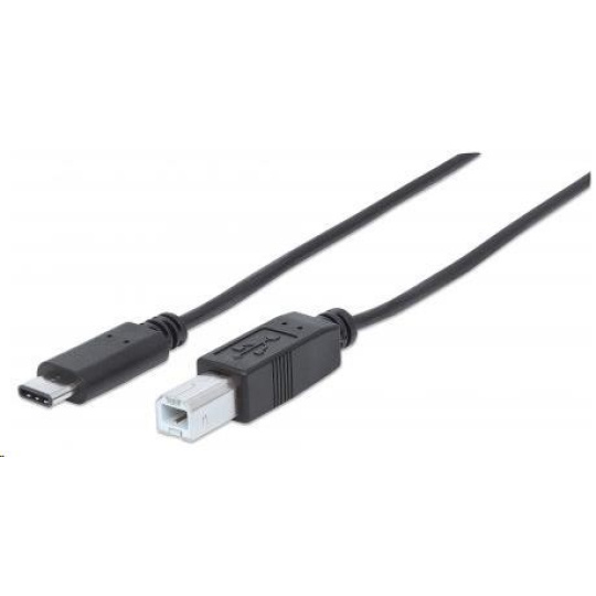 MANHATTAN kabel USB 2.0 C, C Male / B Male, 1m (3 ft.), Black